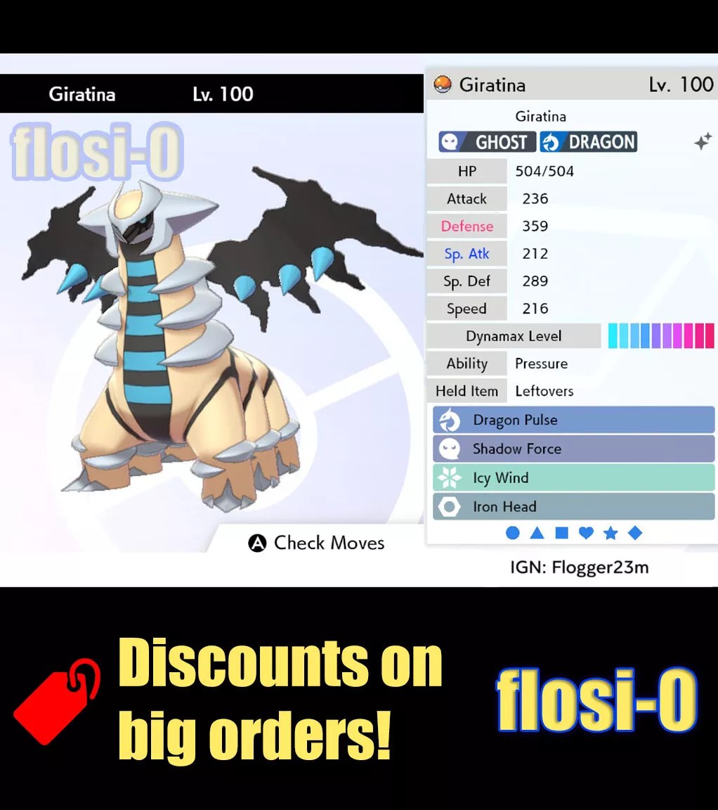 Pokemon Scarlet and Violet Shiny Giratina 6IV-EV Trained