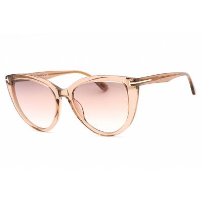 Tom Ford Women's Sunglasses Shiny Light Brown Cat Eye Full Rim Frame FT0915 45G