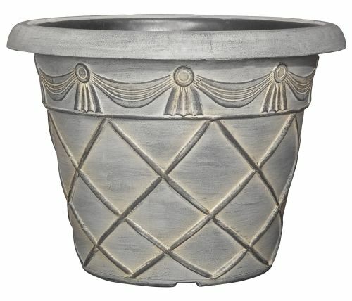 Plant Pot 34cm Tuscany Roman Ebony Grey Effect Patio Garden Planter