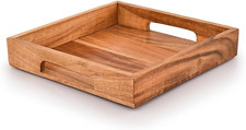 Acacia Wood Serving Tray with Handles,Wooden Serving Tray, Snack Tray, Breakfast