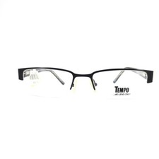 Tempo MR9004 BK Eyeglasses Frames Mens Black Half rim metal opticals 52-18-140