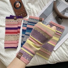 Women Winter Warmer Half Finger Fingerless Gloves Wrist Arm Hand Knitted-Mittens