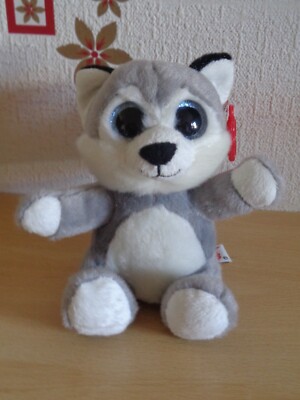 Keel Toys Husky Wolf Plüsch große Glitzeraugen