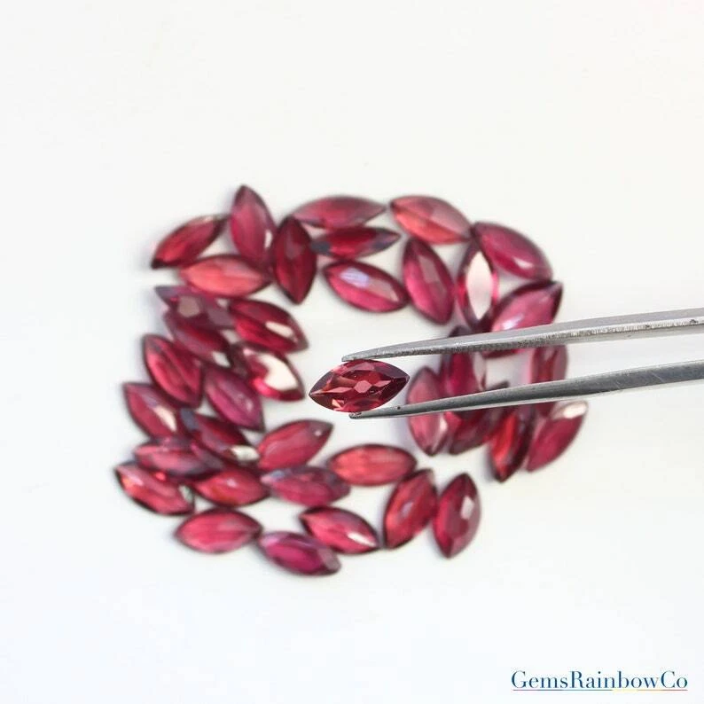 Granate Natural Frambuesa Rojo Rodolita Granate Corte Marquesa 10X5 mm Calidad AAA Foto 3 de 4