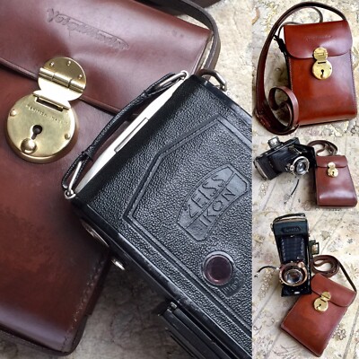 Superb Antique Zeiss Ikon Compur Rapid Camera With Hand Stitched