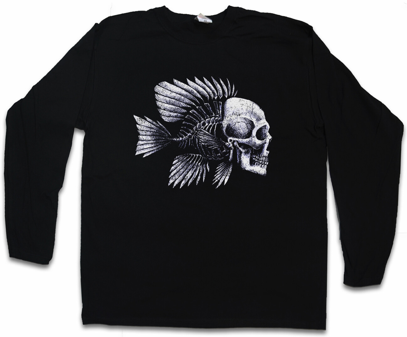 ALTRA FISH SKULL T SHIRT UOMO MANICA LUNGA pesca canna da pesca palo osso fiume e lenza