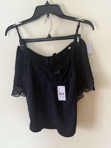 Midnight Bakery Women's Astrid Solid Hammered Black Lace 2 Piece Lounge Set S - Picture 2 of 6
