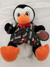 VINTAGE 1998 COCA COLA Penguin Bean Bag Plush w/ tags and little cola bottle