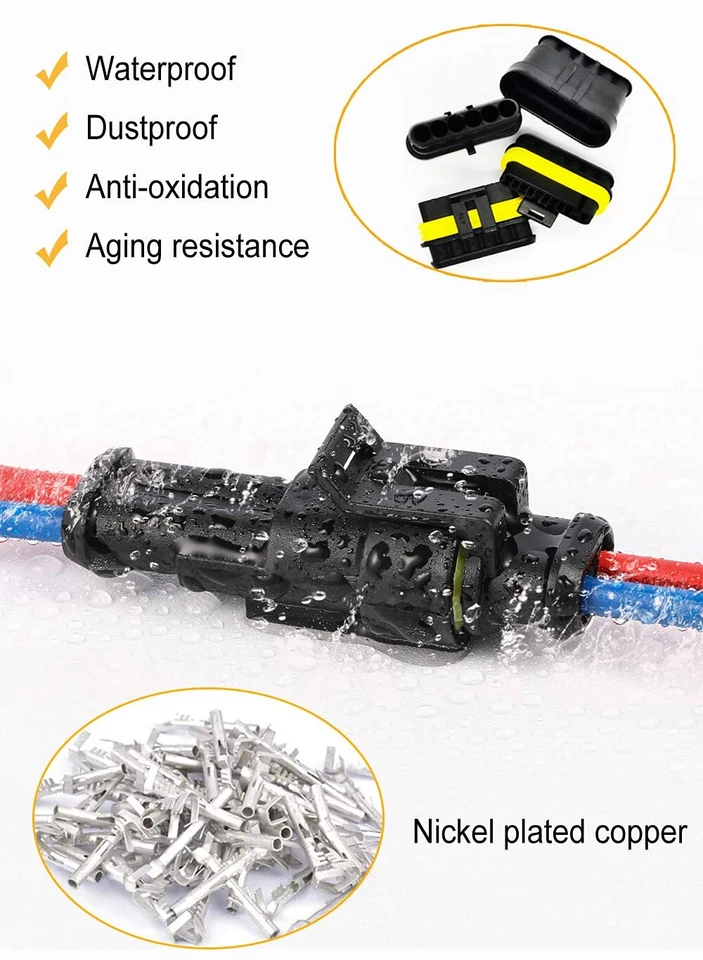 708/352Pcs 12V Electrical Terminal Wire Connectors Plug Kit 1-4/6 Pin Waterproof - Image 4 of 4