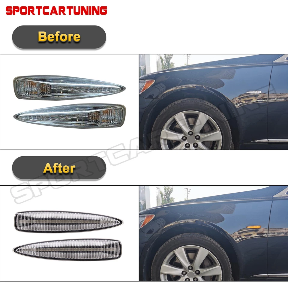 Dynamic Amber LED Side Turn Signal Light For Lexus IS F LS460 LS460L LS600h L - Image 3 of 4