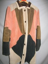 Beautiful Genuine Leather Fur-lined Jacket - Multi-colored Patchwork Design 
