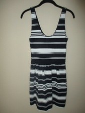 Ladies J. Crew Navy Blue White Striped Scoop Neck Sleeveless Tank Sun Dress XS