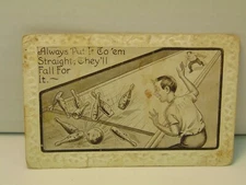 D2040 Postcard embossed edge Cartoon Comic Bowling Related 