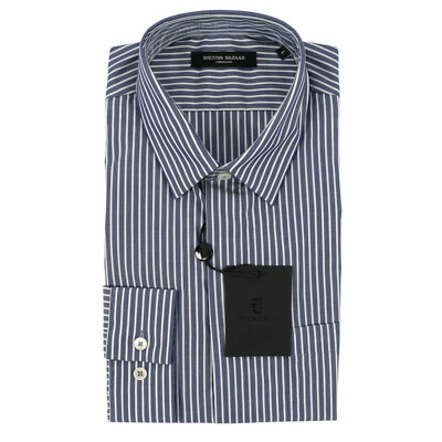 BRUUNS BAZAAR Herren Oberhemd BBM1182 Hansi Richard Blau / L / Business, Hemd