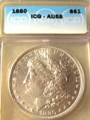 1880 MORGAN SILVER DOLLAR AU58 ICG