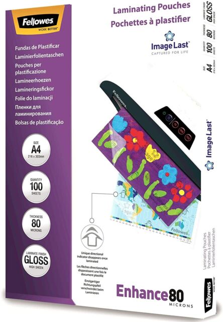 100 pochettes de plastification A4 80 microns Haute Qualité Finition Brillante