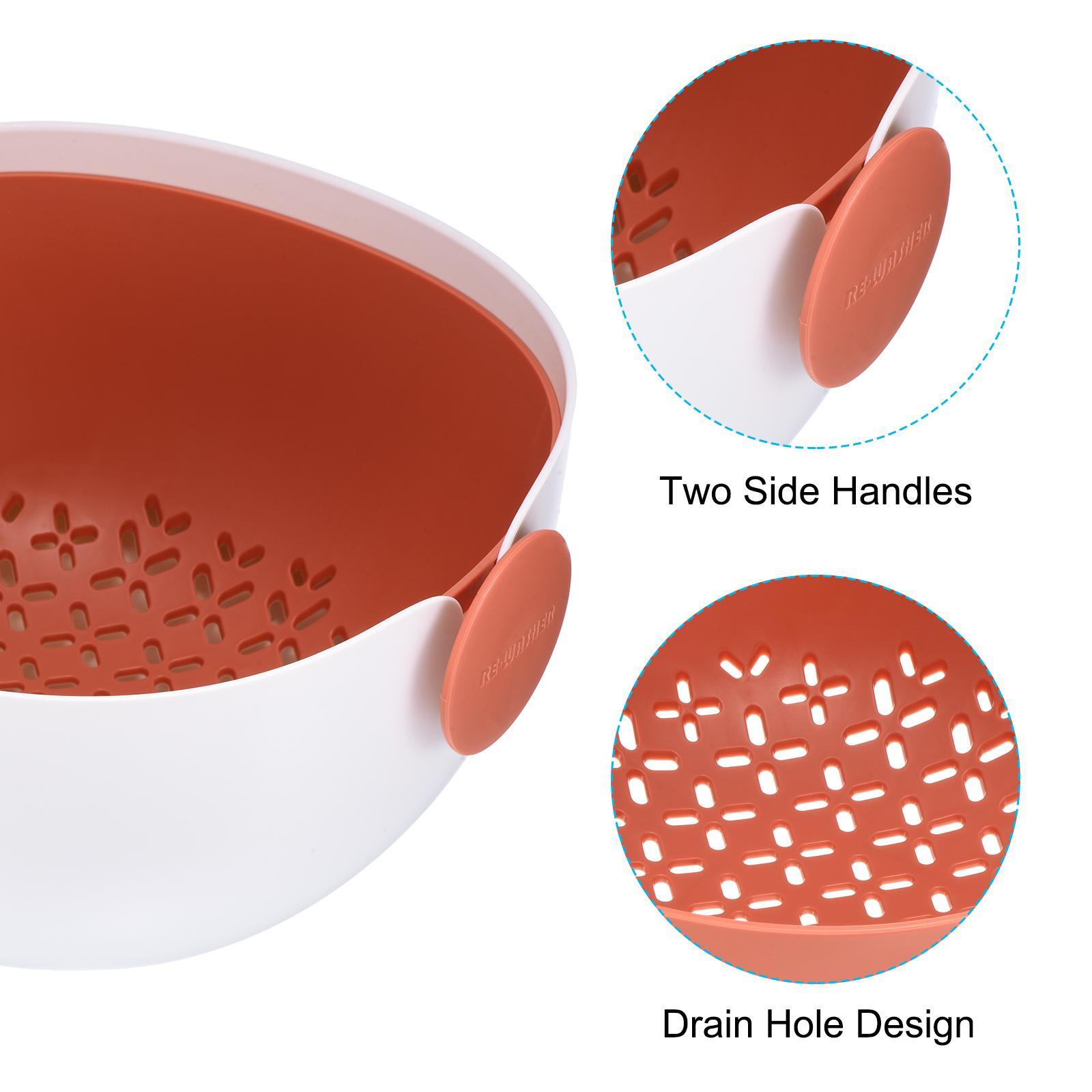 2PCS Fruit Vegetable Washing Basket Plastic Colander Kitchen Drain