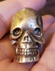 Vintage Sterling Motorcycle Biker Bikers Skull Ring Full Jaw   22.34 gr Sz 10.5