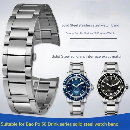 23 mm Stahl Schmetterling Schnalle Armband für Blancpain 50 5015 Serie Uhrenarmband Werkzeug - Bild 4 von 14