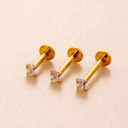 Titanium Ear Helix Tragus Cartilage Earring Lip Crystal Bar Stud Body Piercing ↕ - Picture 6 of 26