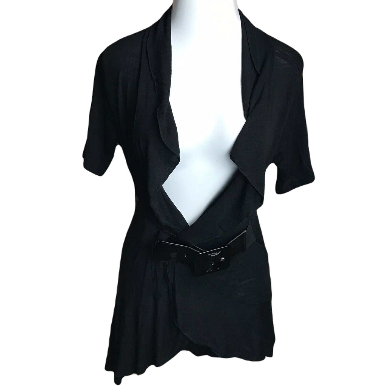 Cute Black Belted Cover Top by THEA Chelsea & Theodore in Size M