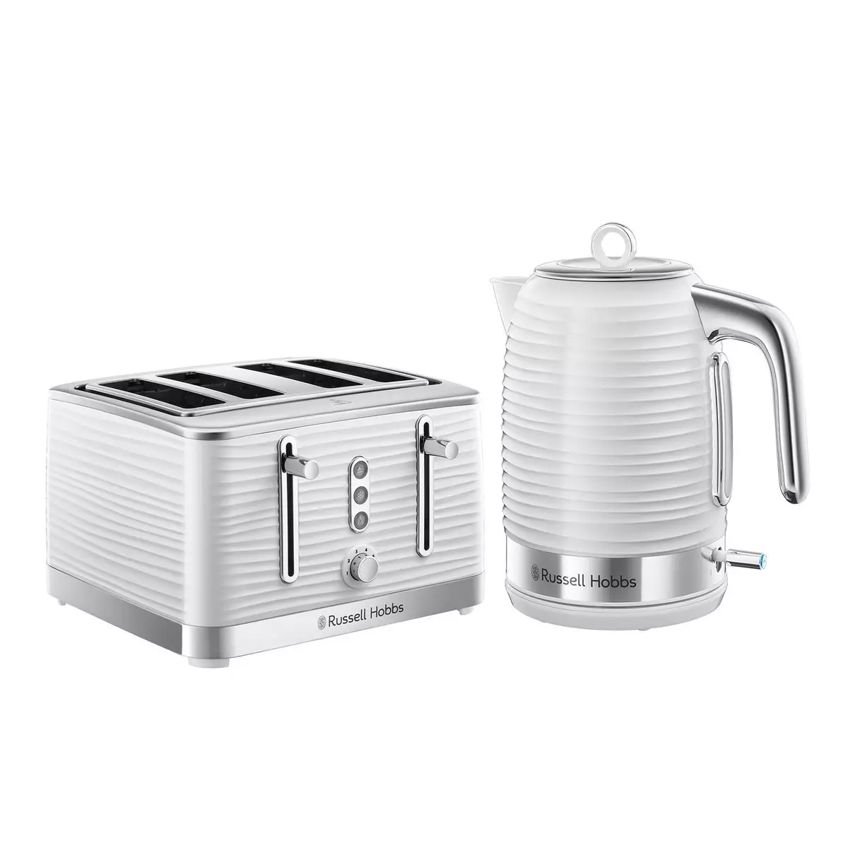 Russell Hobbs Inspire Kettle 4 Slice Toaster Set Textured Gloss