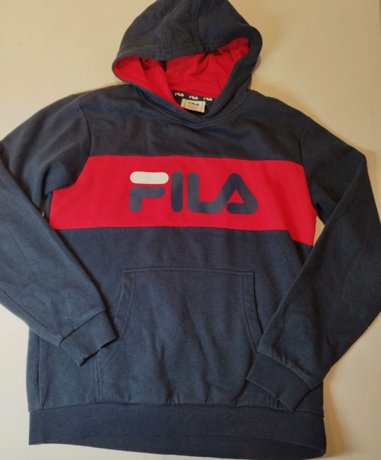 FILA Felpa con Cappuccio Bambini FILA Blu Rosso Cotone Maglione Bambino