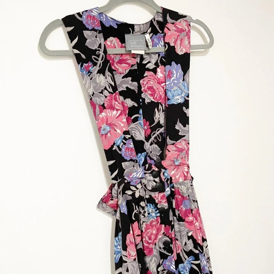 Vestido babero vintage floral negro Carol Anderson Petites 4 prariecore farmcore Foto 2 de 4
