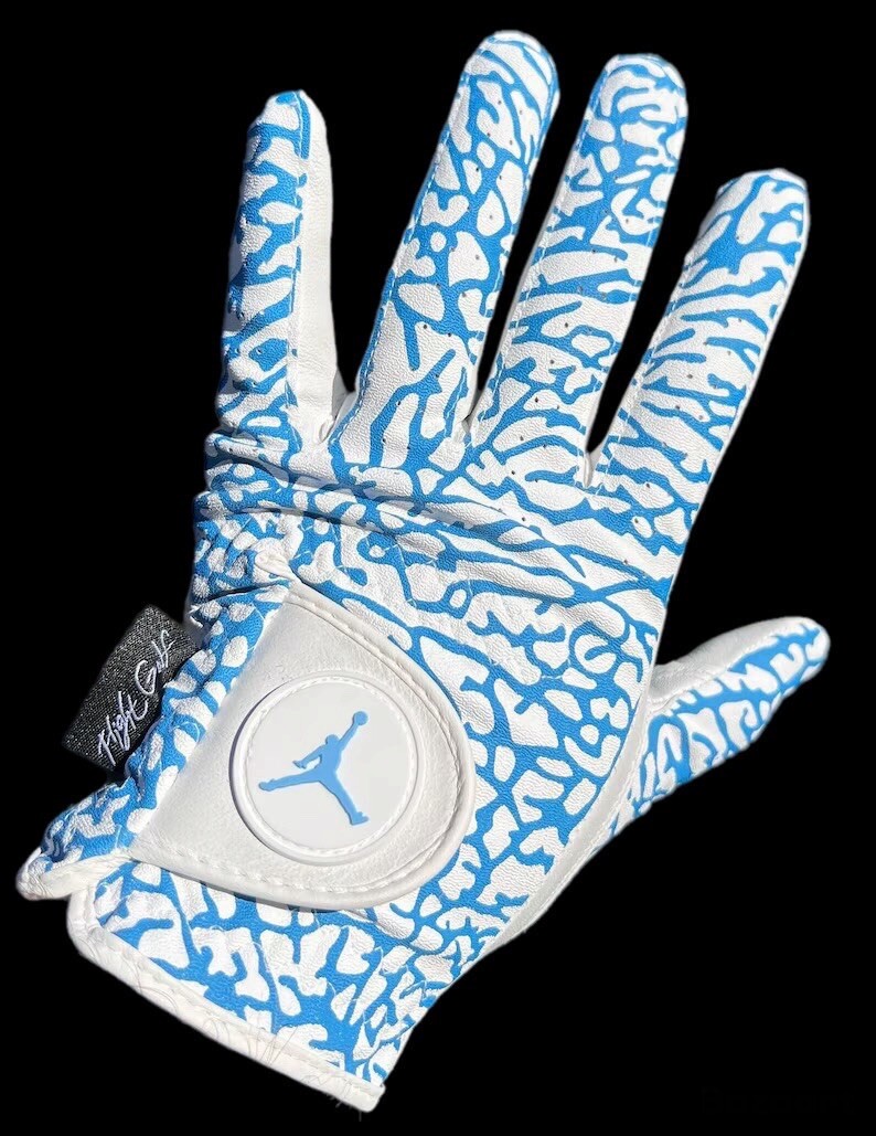 Air Jordan Golf Glove Cabretta Leather White and UNC Blue Elephant