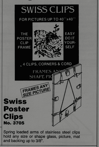 Swiss Poster Clips, Frameless Picture Hanger ,Picture Frame Clip - Picture 1 of 1