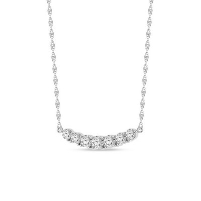 Women's Diamond Necklace 0.77 Ct Round Seven Stone Necklace 14K White Gold