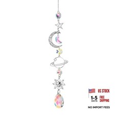 Colorful Crystal car Mirror Hanging Accessories Car Charm Rear View Moon-a