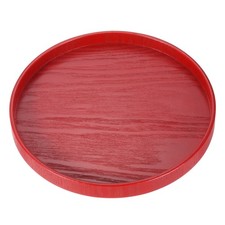 Round Wood Serving Tray, 8.27" Non-Slip Wooden Decorative Tray Red
