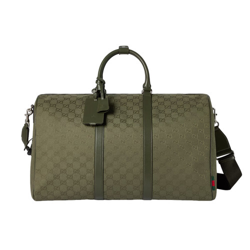 GUCCI $3150 Forest Green GG Canvas Large Duffle Bag New And Authentic