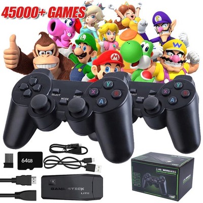 45000+ Retro Videospielkonsole 4K HD TV Spiel Stick mit 2XWireless Controller DE