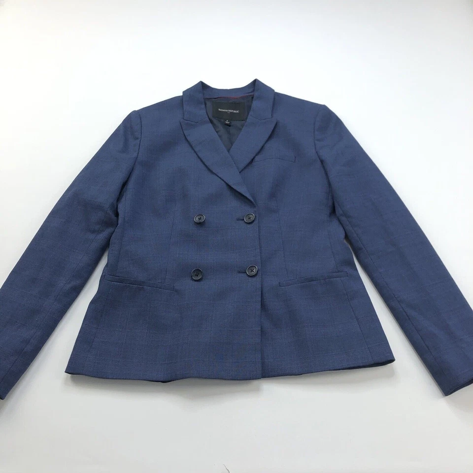 Banana Republic 2 Blue Polyester Blend Four Button Blazer Jacket - Image 2 of 4