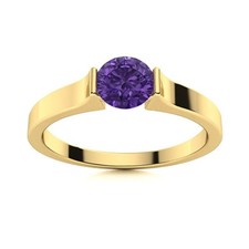Womens day Sale Round Natural Amethyst Engagement Solitaire Ring 925 Silver