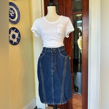 Gitano  VTG 80s Dark Wash Denim Skirt with Exposed Zippers   High Rise, Size 12