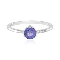Cavill Tansanit Ring Damen 0,62Ct Rundschliff Silber 925 Platin Zirkonia-