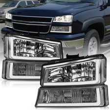 4pcs LED DRL Headlights 03-06 Silverado Avalanche Smoke Lens Clear Reflector