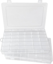 2 Pack Clear Plastic Organizer Box with Adjustable Dividers  Durable Bead Stora