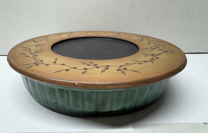 The Hearthside Collection Wood Christmas Candle Holder Plate Top Ceramic Rustic