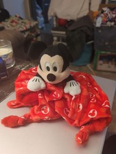Disney Baby Plush MICKEY MOUSE Red Security Blanket Pacifier Holder LOVEY