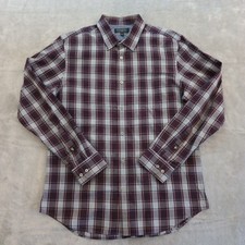 Banana Republic Shirt Mens Large Slim Fit Purple Plaid Long Sleeve Button Up
