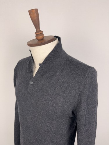 Hannes Roether Gray Slim 100% Virgin Wool Extrafine Merino Collared Sweater Sz L - Picture 12 of 22