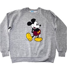 Vintage Disney Mickey Mouse Crewneck Sweatshirt XL Grey Fleece 80s 90s USA Made