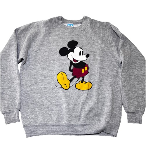 Vintage Disney Mickey Mouse Crewneck Sweatshirt XL Grey Fleece 80s 90s USA Made - Image 1