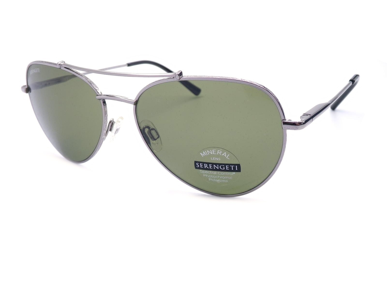 Serengeti Pete Polarized Sunglasses Shiny Gunmetal / 555nm Green Lenses SS599002