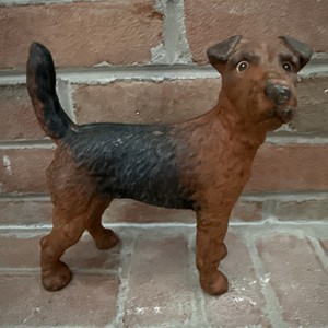 1940s Cast Iron Large Dog Figure HUBLEY Airedale Terrier Doorstop 8.75"