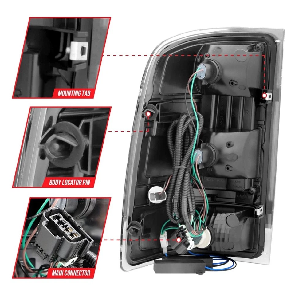 For GMC Sierra 2500 HD 07-14 Tail Lights Driver & Passenger Side Black Fiber Foto 2 de 4